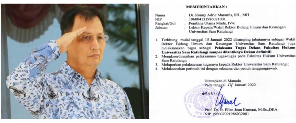 Plt Dekan Fakultas Hukum Unsrat