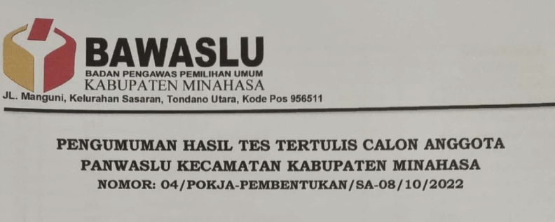 Tes Tertulis Panwaslucam Minahasa